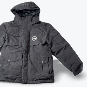 OROLAY Down Black Parka Jacket Men Small Hooded Snowboard Winter Hiking Gorp NEW